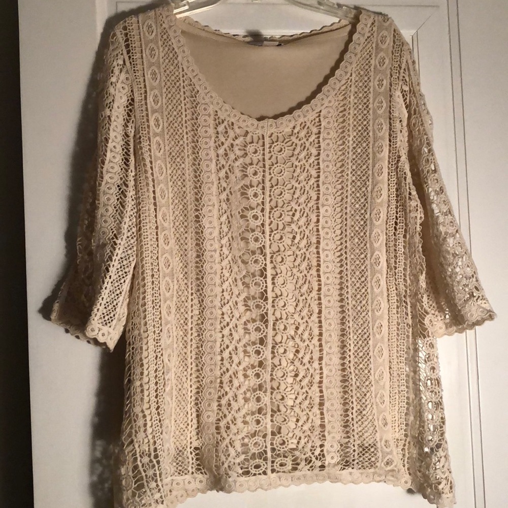 Cream lace top with cream cami